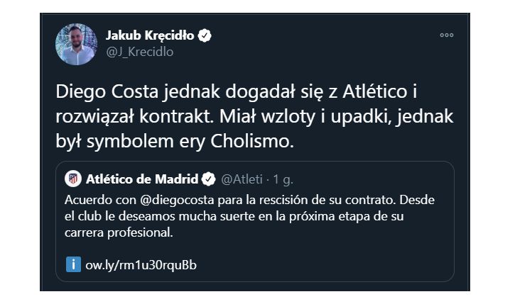 Diego Costa ROZWIĄZAŁ kontrakt z Atletico!